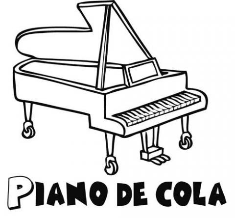 Dibujo de un piano de cola, instrumentos musicales para colorear