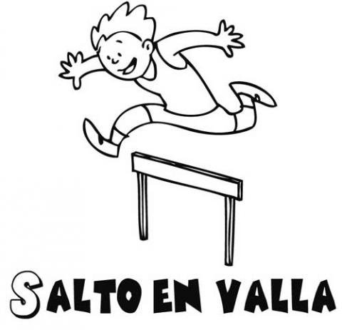 Dibujo de niño haciendo salto de vallas, imagen de deporte para pintar