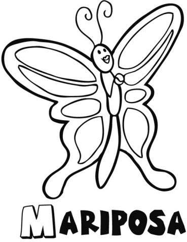 Dibujo de mariposa con las alas extendidas. Dibujos de animales