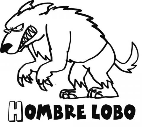 Dibujo para imprimir y pintar un hombre lobo. Dibujos de fantasía