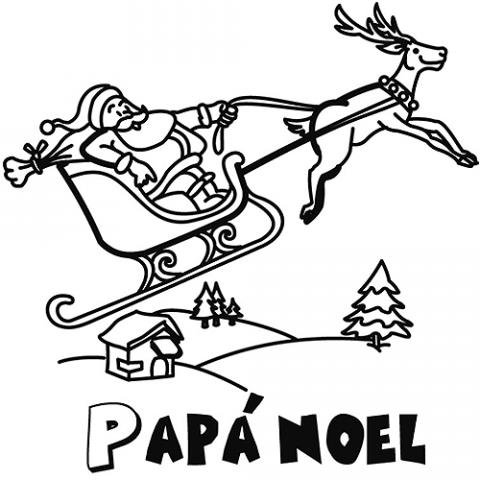 Trineo de Papá Noel. Dibujos para colorear gratis