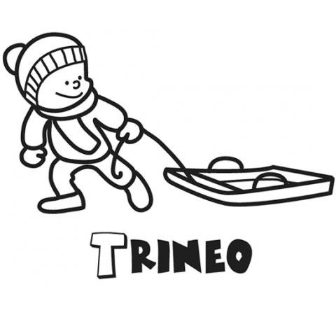 Trineo de nieve. Dibujo de Navidad para niños