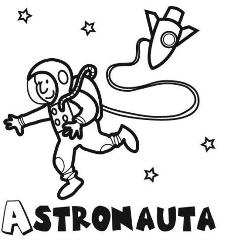 Dibujos de un astronauta explorando el espacio para colorear