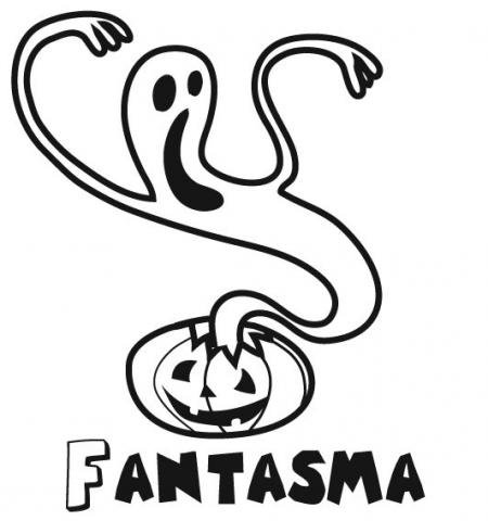 Dibujo de fantasma y calabaza para pintar en Halloween