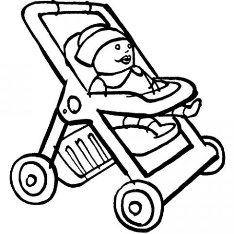 Carrito de muñecas. Dibujos infantiles para colorear