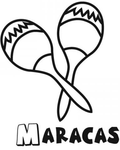 Dibujo de maracas de colorear. Imágenes de música