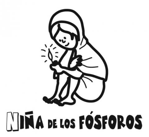 Dibujo de la niña de los fósforos para colorear con los niños