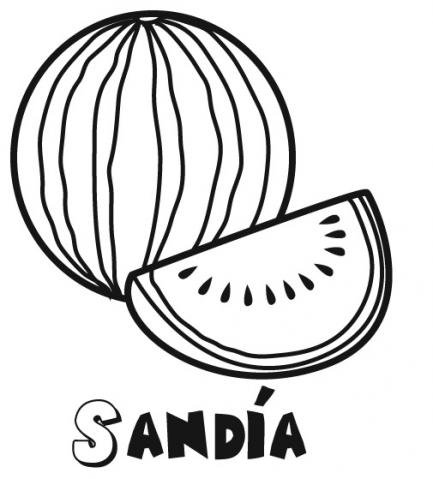 Dibujo de una sandía, frutas para imprimir y colorear con niños