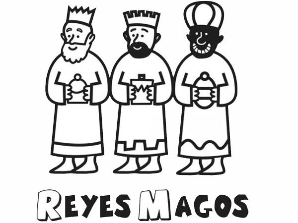 Dibujo Para Colorear Con Niños De Los Reyes Magos En Navidad