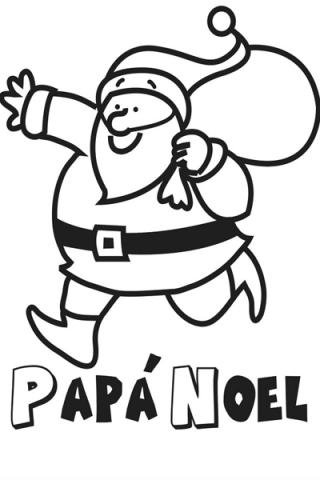 Dibujo para colorear de papá Noel con su bolsa de regalos