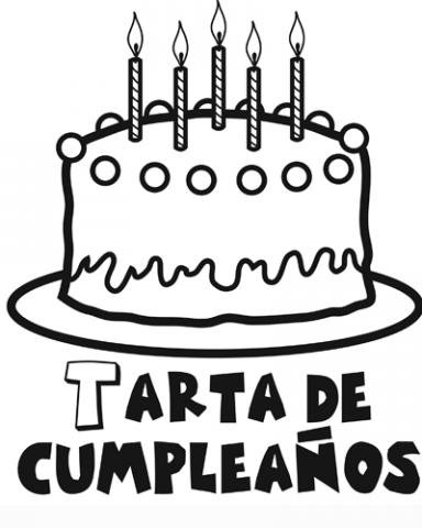 Tarta de cumpleaños. Dibujo para infantil para colorear