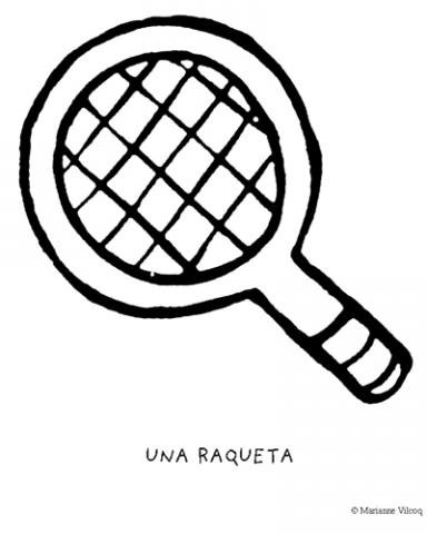 Dibujo de una raqueta de tenis, objetos deportivos para pintar