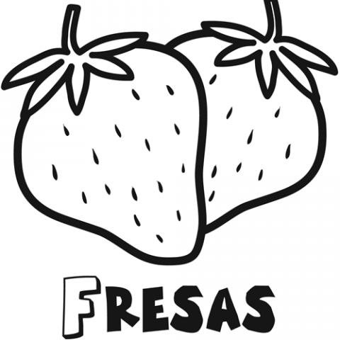 Dibujo para imprimir y colorear de fresas. Dibujos de frutas