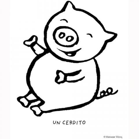 Dibujos de un cerdito para colorear por los niños