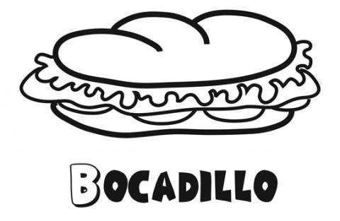 Bocadillo para colorear. Dibujos de alimentos para niños