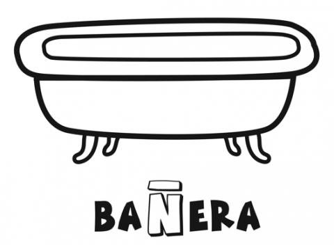 Bañera para colorear. Imprime y pinta este objeto del baño