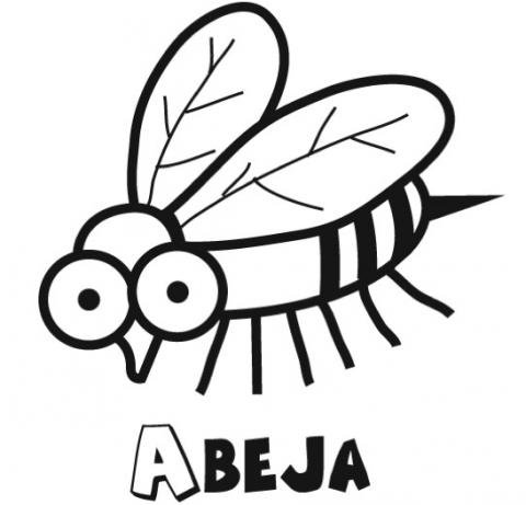 Dibujo para imprimir y colorear con los niños de una abeja