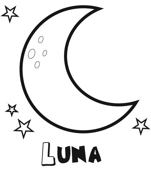 Dibujo de una luna con estrellas para colorear imágenes del espacio