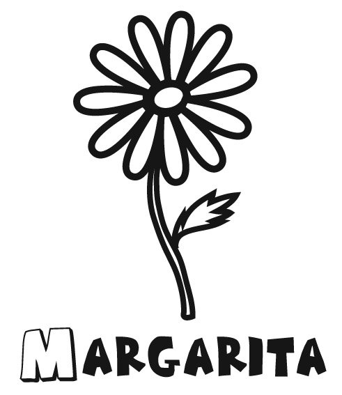 Dibujo de margarita, una flor para imprimir y pintar