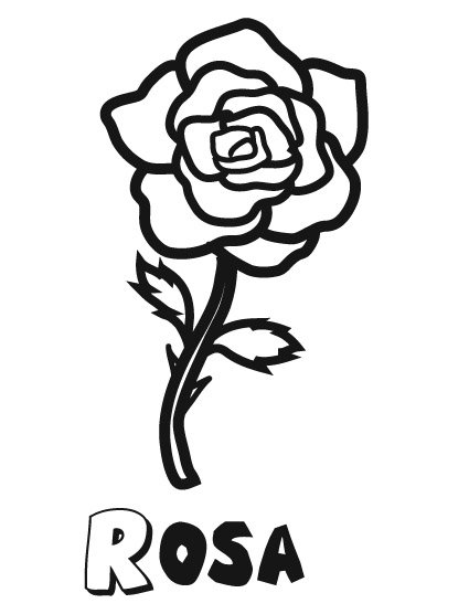 Dibujo infantil de una rosa, flores para imprimir y pintar