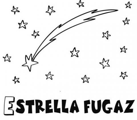 Dibujo de una estrella fugaz para colorear. Dibujos del espacio para niños