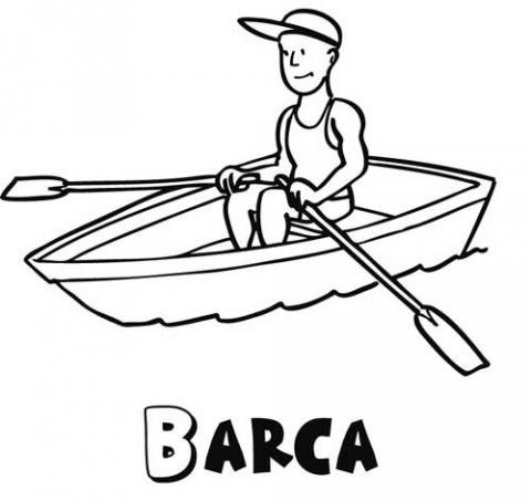 Barca de remos para colorear. Dibujo infantil