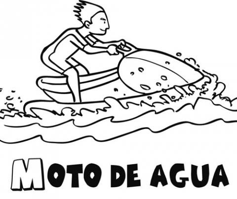 Dibujo de moto de agua para imprimir y pintar. Dibujo de mar