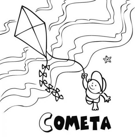 Niño y cometa: Dibujos para colorear