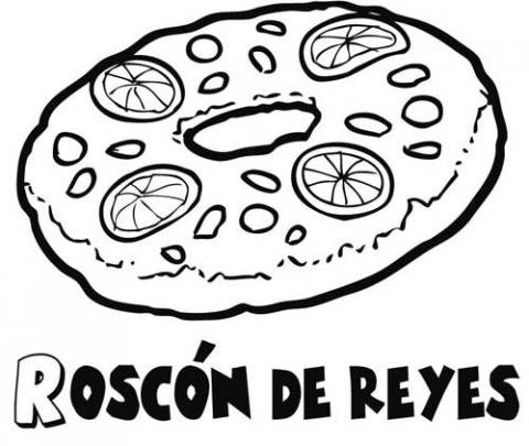 Dibujo para colorear en Navidad con un Roscón de Reyes