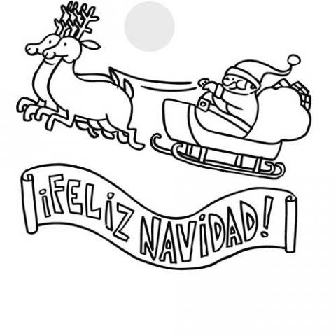 Dibujos para colorear de un cartel de Feliz Navidad.