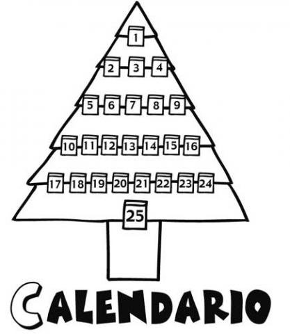 Calendario de adviento para colorear en Navidad por los niños