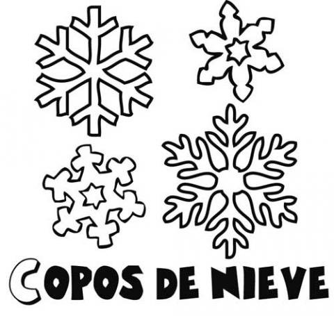 Dibujos de diferentes tipos de copos de nieve en invierno para colorear