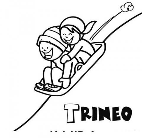 Dibujo de trineo para que los niños pinten