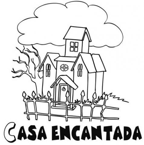 Dibujos infantiles de Halloween. Casa encantada