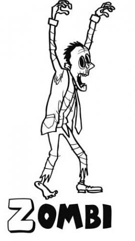 Zombi para colorear. Dibujo de Halloween de zombies faciles Zombi para colorear. Dibujo de Halloween