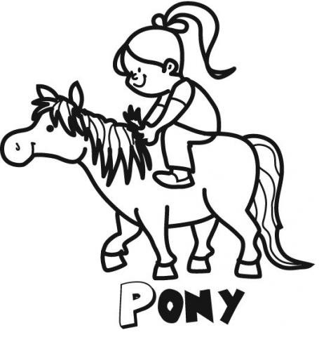 Niña montando a caballo: Dibujos para colorear