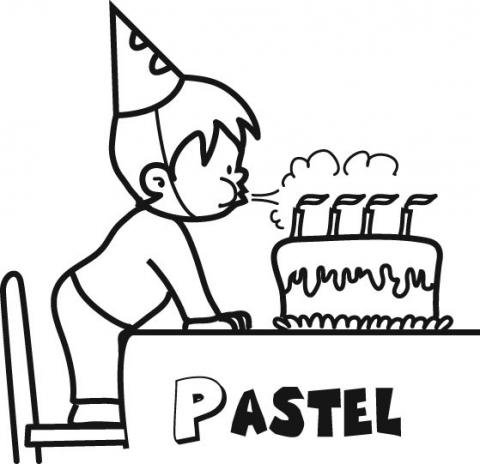 Dibujo de un pastel de cumpleaños para colorear con los niños