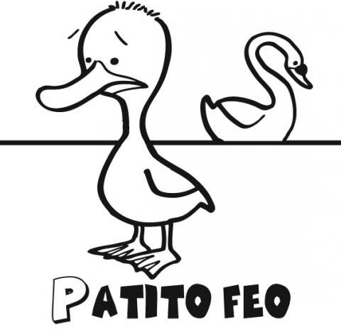 Dibujo para pintar del Patito Feo. Dibujos de cuentos infantiles