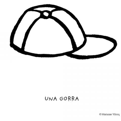 Dibujo de gorra para colorear con niños. Dibujos de ropa para niños