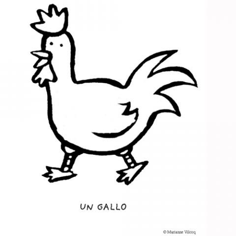 Dibujo de gallo para imprimir y colorear con niños