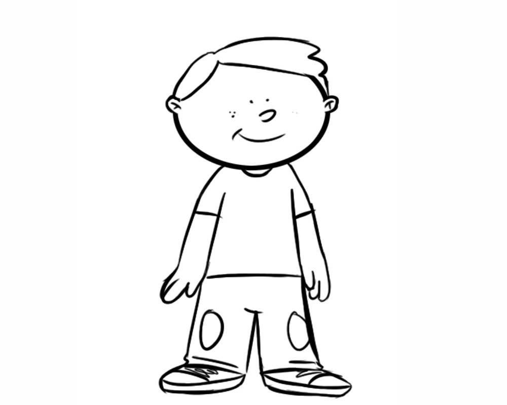 Dibujo para colorear de un niño contento