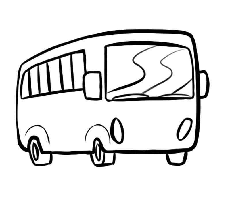 Dibujo para colorear con los niños de un autocar