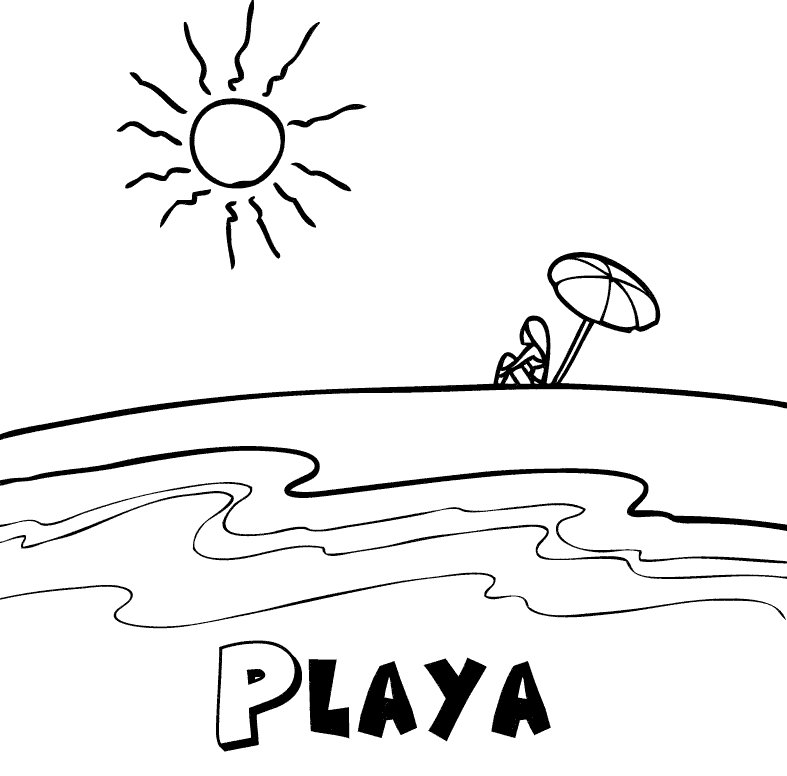 Playa en verano: Dibujos para colorear