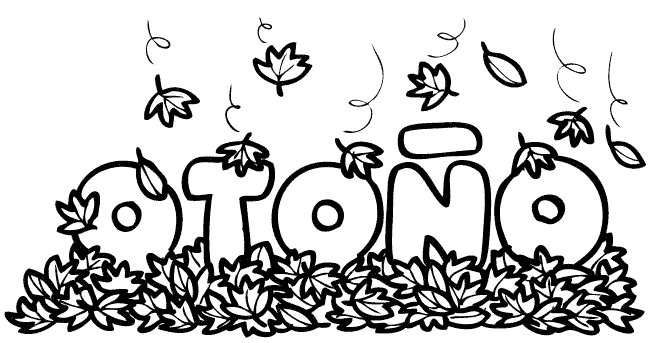 Dibujo de la palabra otoño para colorear con los niños