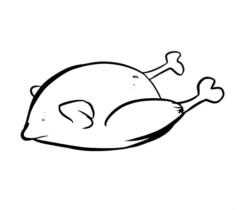 Dibujo de pollo asado para colorear gratis