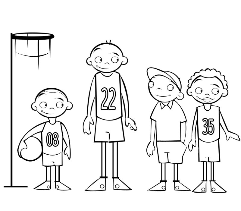 Dibujo de jugadores de baloncesto. Imágenes de deportes para pintar