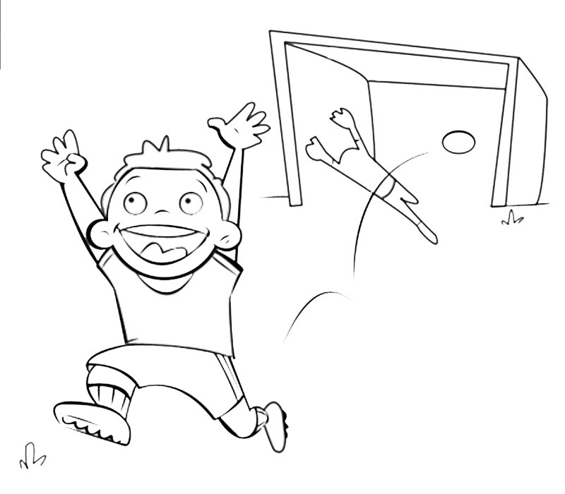 Niño marcando un gol