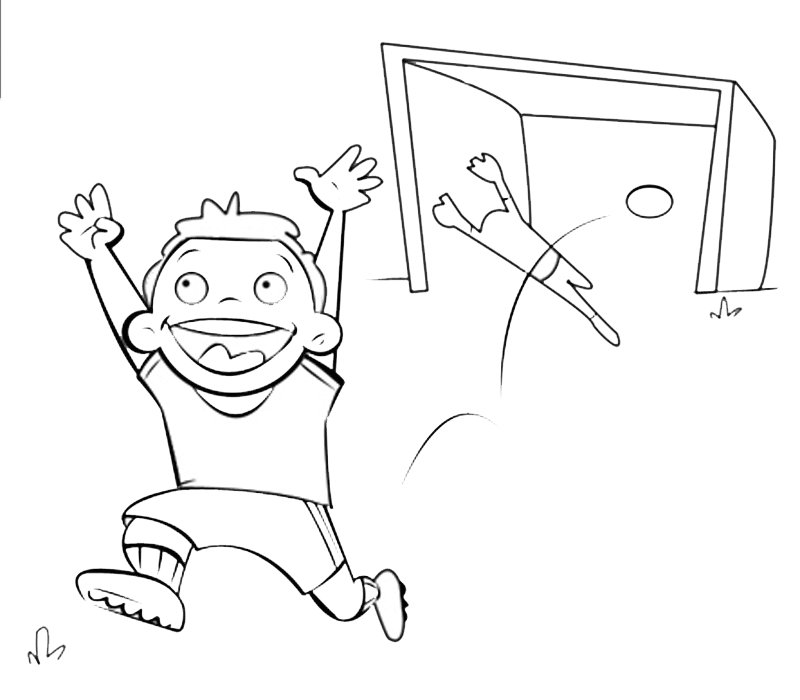Niño marcando un gol
