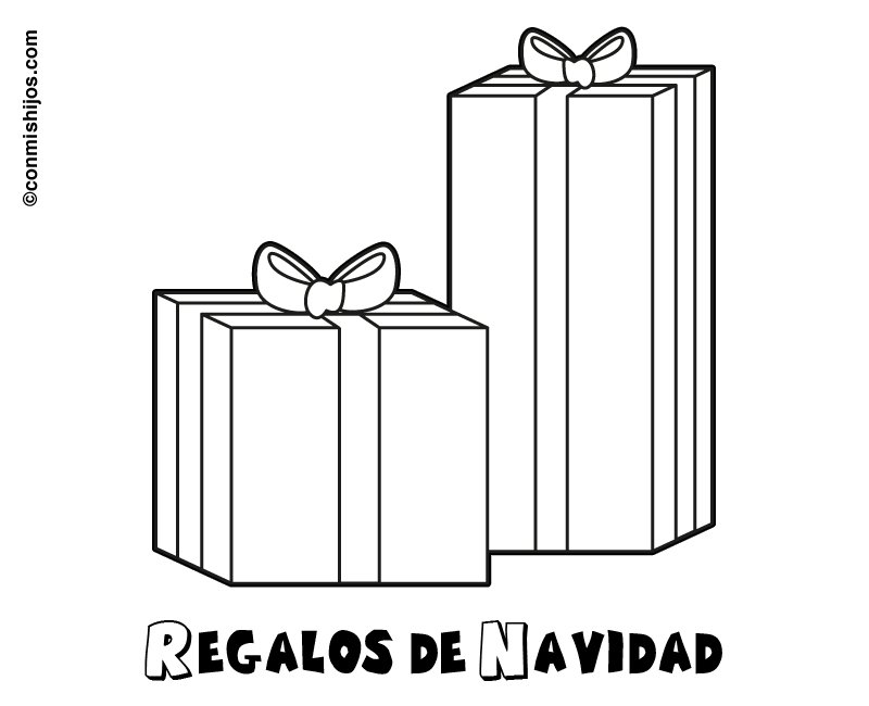 Dibujo infantil de regalos de Navidad para imprimir y pintar