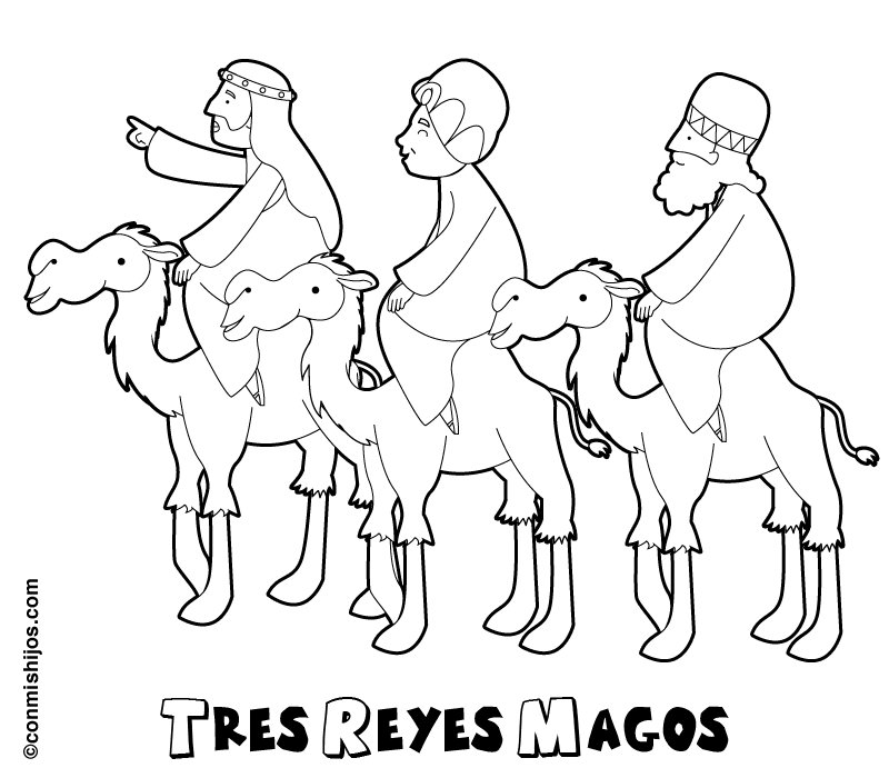 Dibujo de los Tres Reyes Magos para pintar